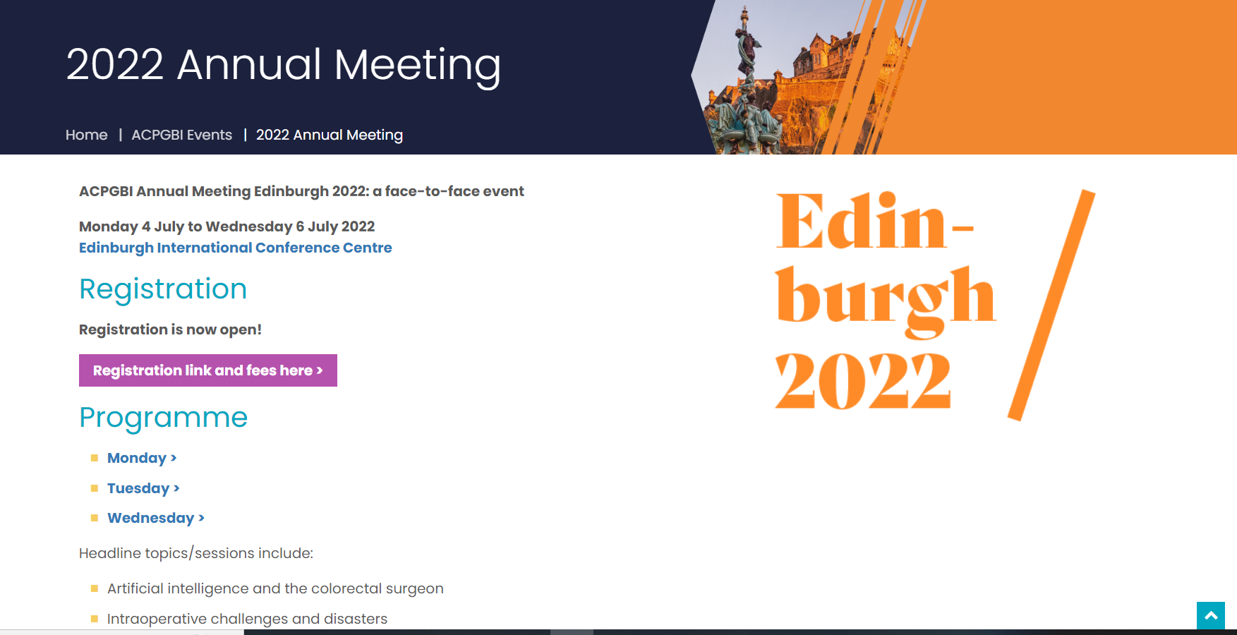 ACPGBI Edinburgh Annual Meeting 4th to 6th July 2022 ALSGBI